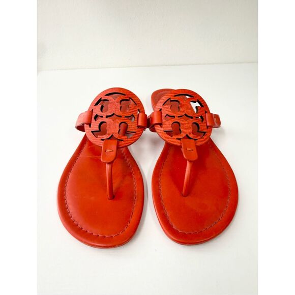 Tory Burch Miller Matte Bright Pomander Red Orange Flat Sandal 9 - Picture 2 of 8